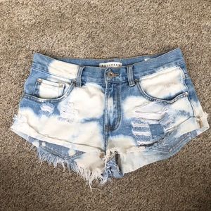 Cute demon washed jean shorts